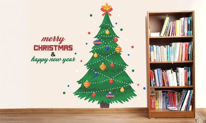 Mẫu trang trí Noel bằng giấy decal dán