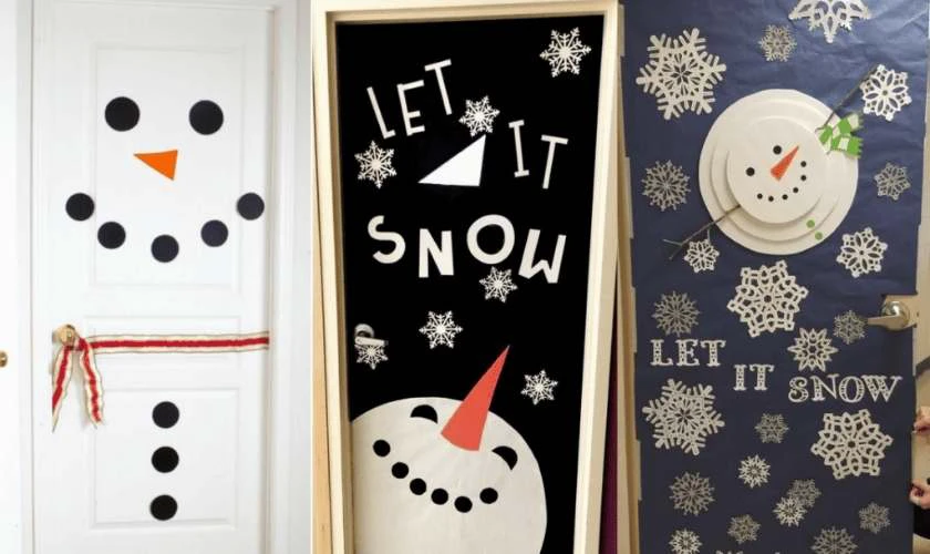 Trang trí Noel mầm non với người tuyết nhiều màu sắc