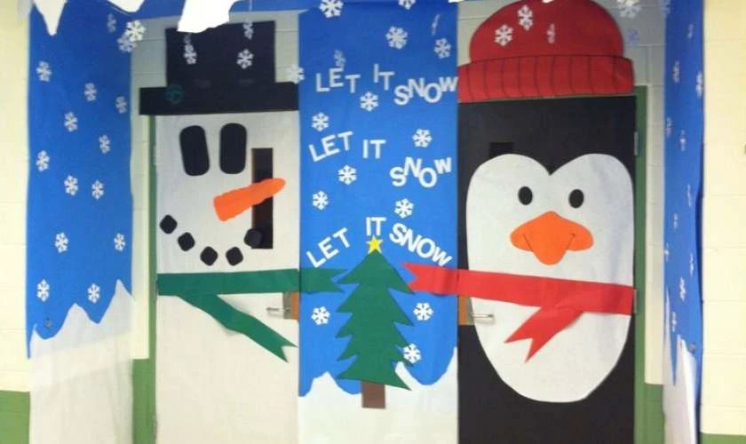 Trang trí Noel mầm non với người tuyết bắt mắt