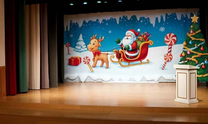 Trang trí Giáng sinh mầm non với backdrop truyền cảm