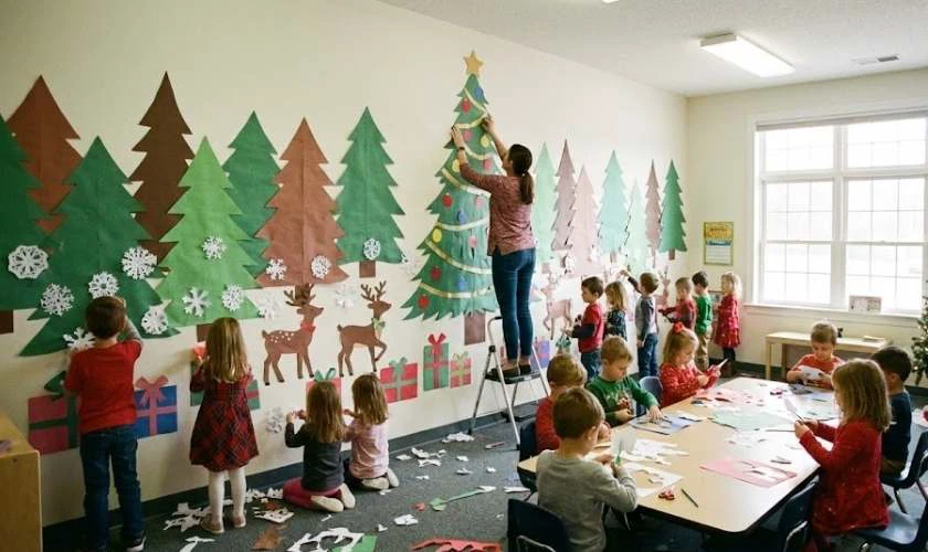 Trang trí Giáng sinh mầm non với decal cắt dán rực rỡ