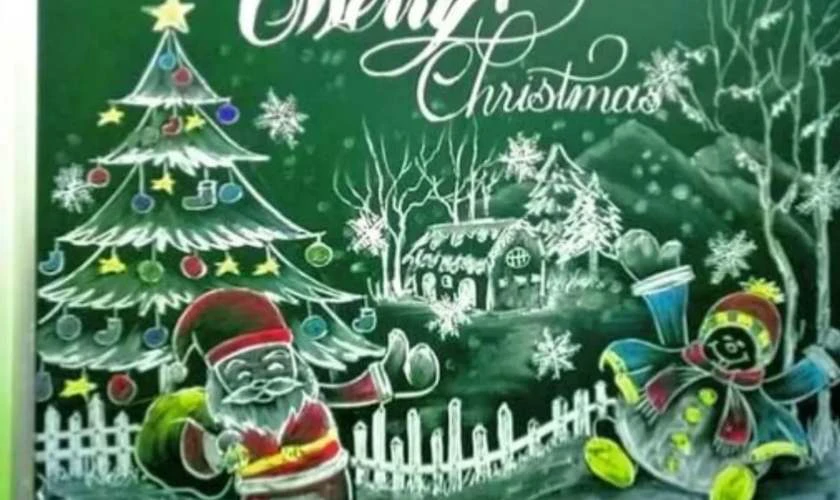 Trang trí Noel mầm non trên bảng lớp sáng tạo