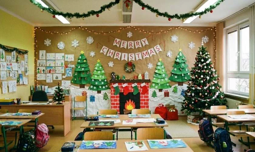 Trang trí Noel mầm non trên tường sáng tạo