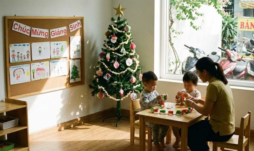 Decor Noel đặc biệt trên tường trong trẻo