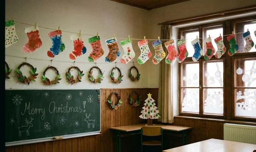 Trang trí Noel mầm non trên tường thú vị