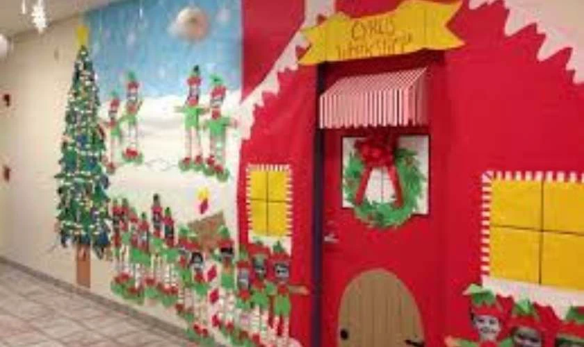 Trang trí Giáng sinh mầm non trên cửa lớp dễ thương