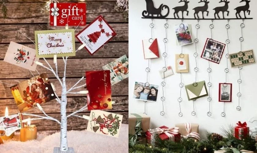 Sáng tạo với cây thiệp hoặc bảng ghi chú thiệp chúc Giáng Sinh handmade