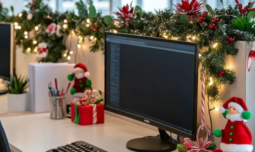 Trang trí Noel văn phòng bằng dây đèn