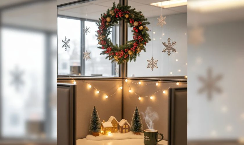 Decor bàn làm việc bằng vòng nguyệt quế nhiều màu