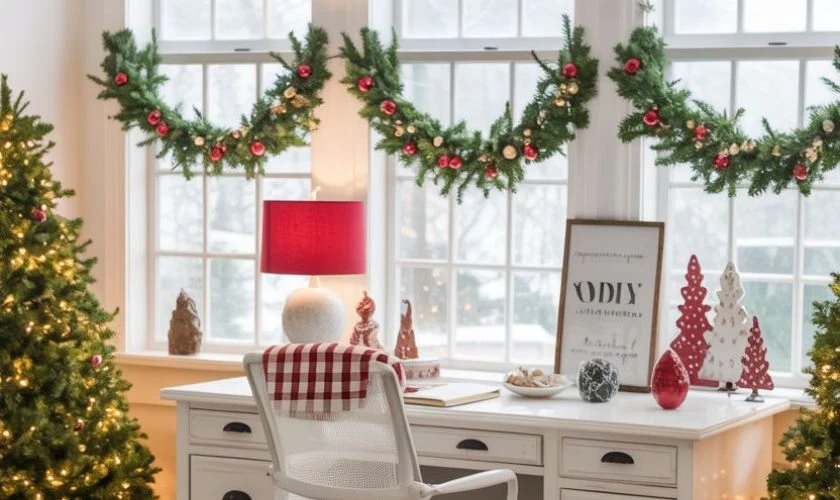 Trang trí Giáng sinh văn phòng theo concept đỏ trắng