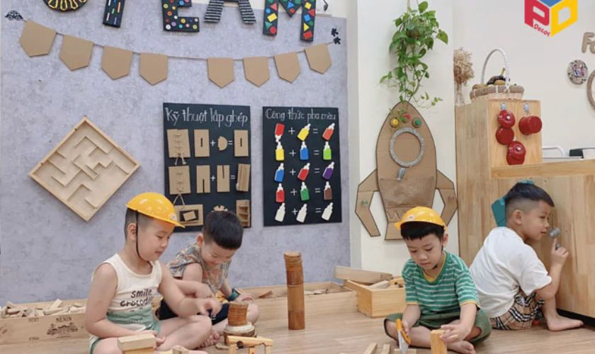 Góc nhà sáng chế: Thiết kế khu lắp ráp bằng LEGO hoặc khối gỗ