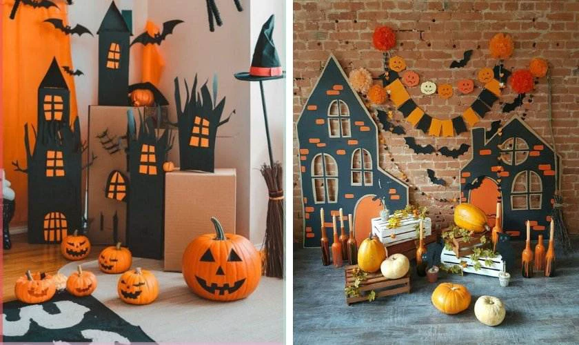 Trang trí Halloween mầm non bằng mô hình bí ngô