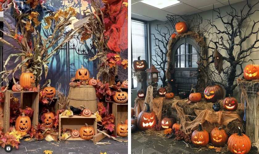 Trang trí Halloween mầm non bằng quả bí ngô rùng rợn