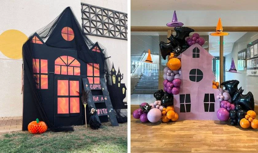 Trang trí Halloween trong lớp học mô hình ngôi nhà