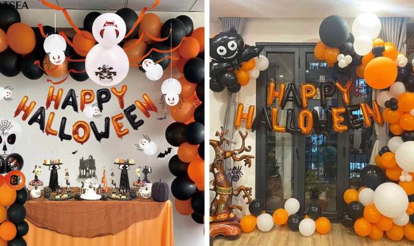 Trang trí Halloween mầm non bằng bóng bay dễ thương