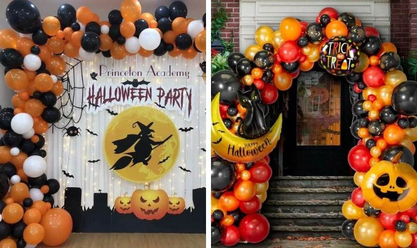 Trang trí Halloween mầm non bằng bóng bay màu sắc