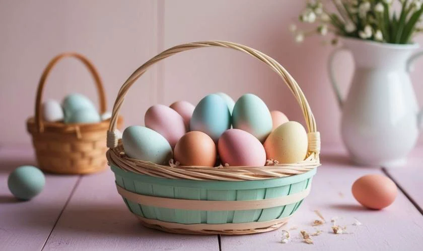 Trang trí Lễ Phục Sinh 2026 với giỏ trứng tươi sáng