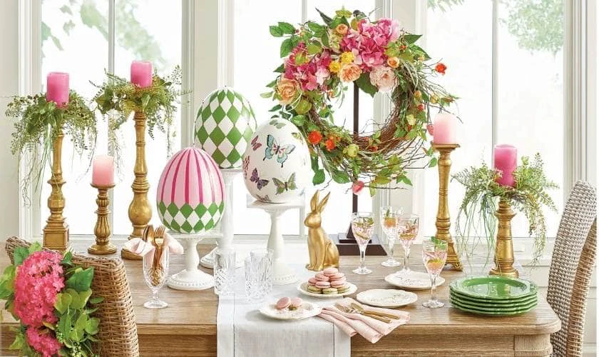 Decor Easter Day 2026 với với vòng hoa Phục sinh rạng rỡ