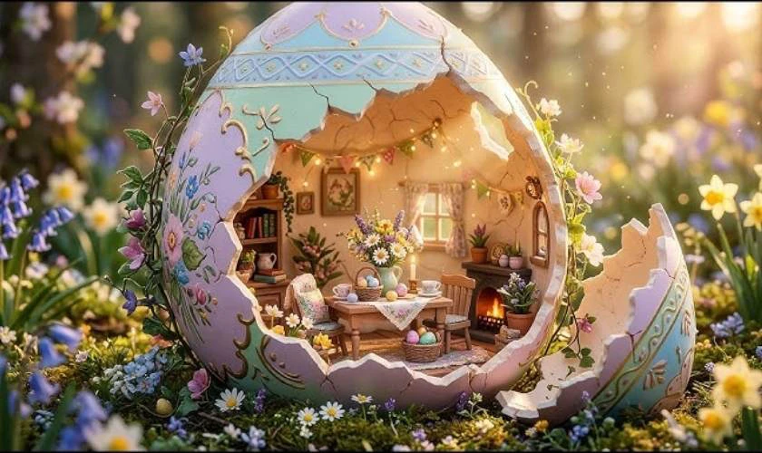 Decor Easter Day 2026 với với vườn hoa tươi, hoa khô thơ mộng