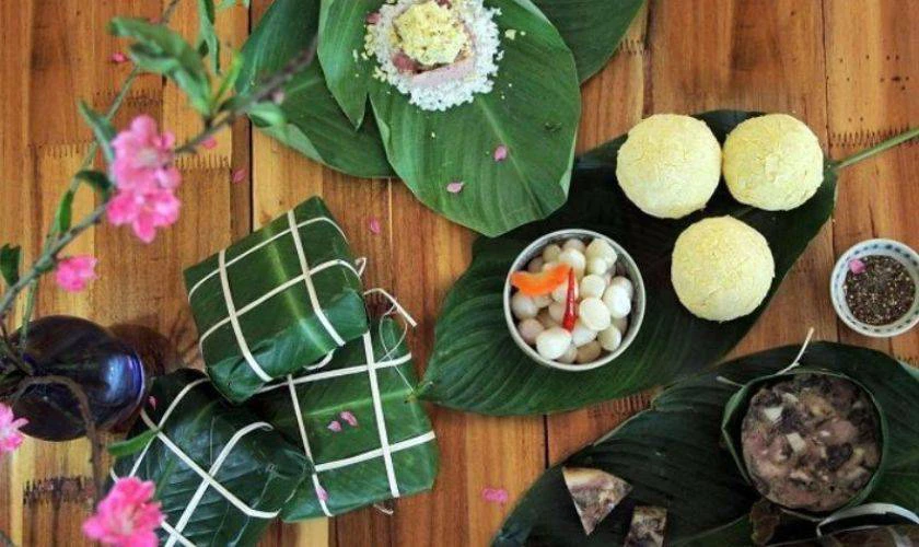 Mẫu trang trí mâm bánh chưng ấn tượng