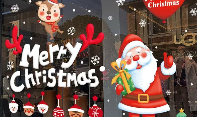 Trang trí Noel khách sạn bằng decal màu sắc