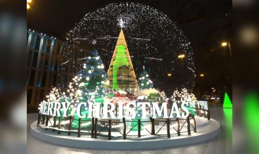 Trang trí Noel sân vườn với quả cầu tuyết lớn