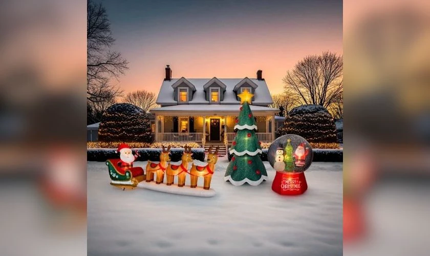 Trang trí Giáng sinh sân vườn bằng quả cầu tuyết