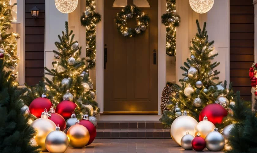 Trang trí Giáng sinh ngoài trời với quả châu Noel ấn tượng