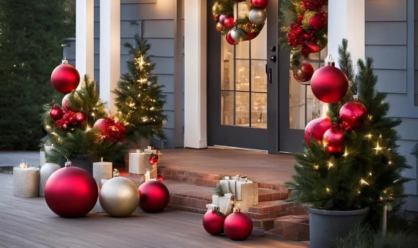 Trang trí Giáng sinh ngoài trời với quả châu Noel xinh