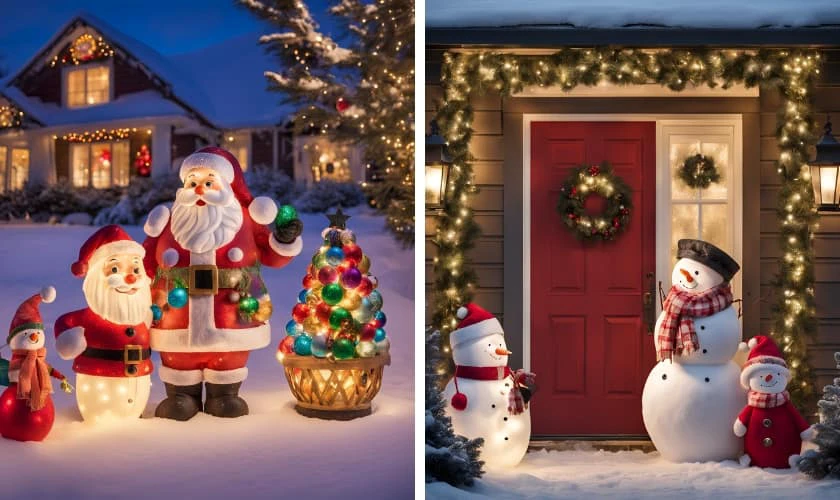 Trang trí với ông già Noel và người tuyết xinh
