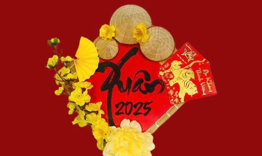 Tạo hình nón lá kết hợp bao lì xì trang trí Tết