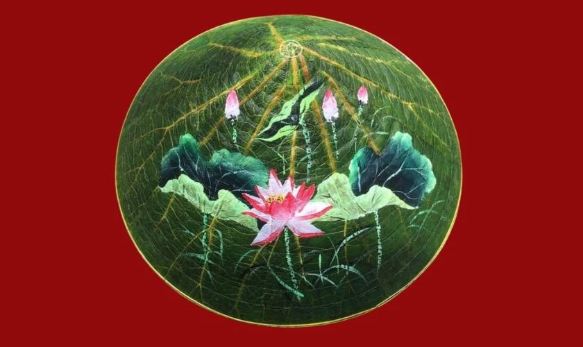 Mẫu hoa sen trang trí nón lá đẹp