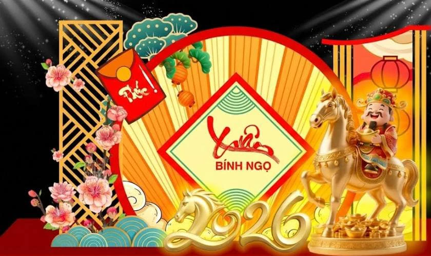 Trang Trí Sân Khấu Tết Với Biểu Tượng Con Ngựa