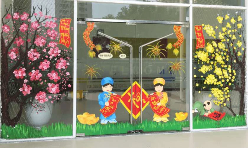 Trang trí Tết mầm non 2025 bằng decal dán