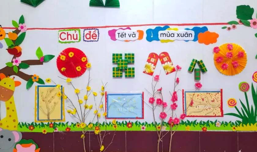 Cách trang trí sân khấu tết mầm non