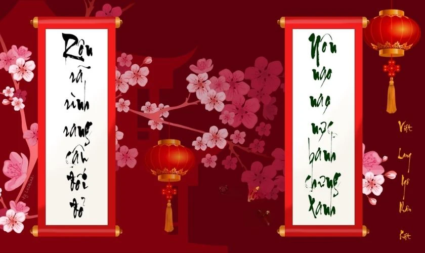 Trang trí Tết bằng câu đối đỏ