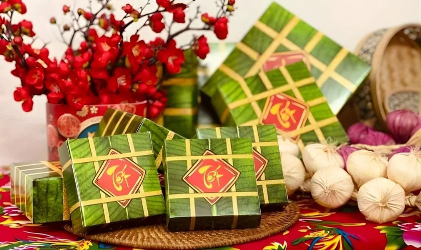 Trang trí Tết mầm non 2026 bằng mô hình bánh chưng