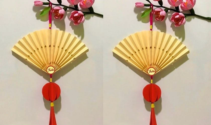 Trang trí Tết mầm non 2026 bằng quạt giấy