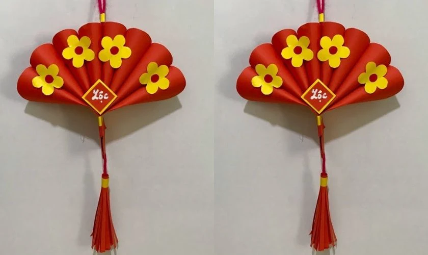 Trang trí Tết mầm non bằng quạt giấy