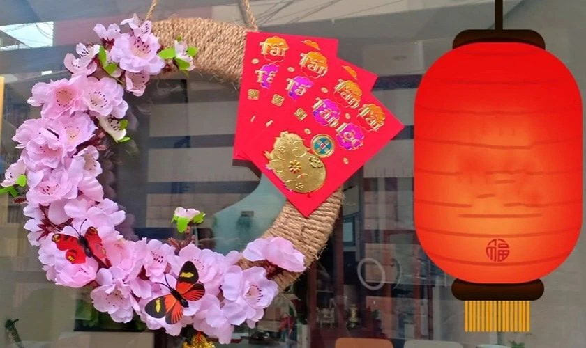 Trang trí Tết mầm non với vòng hoa