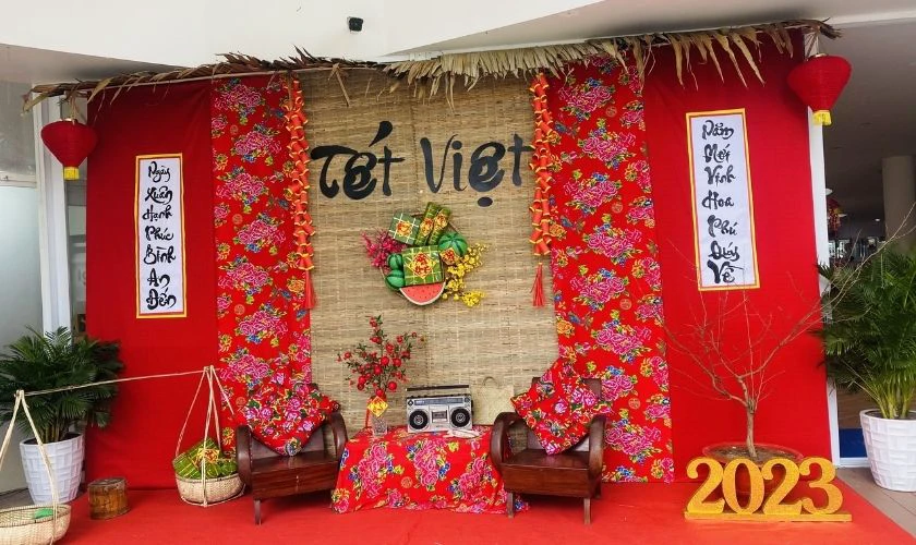 Kiểu trang trí gian hàng Tết mầm non