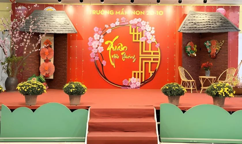 Cách trang trí sân khấu Tết mầm non 2026