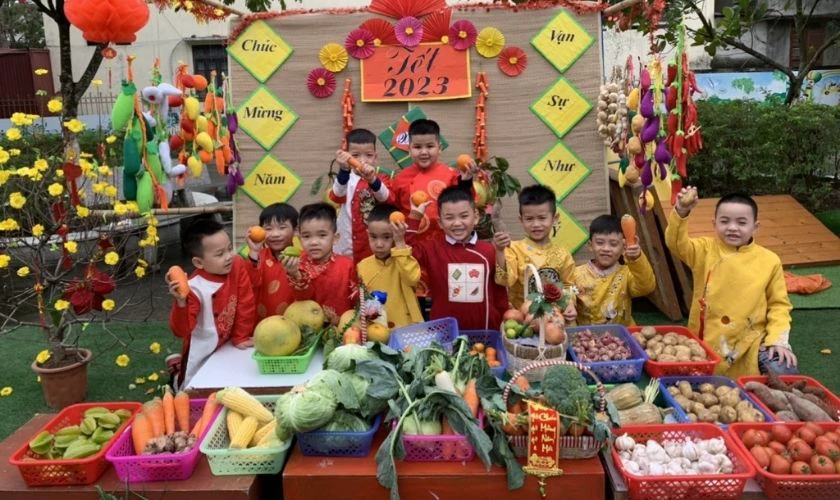 Cách trang trí background Tết cho bé chụp hình