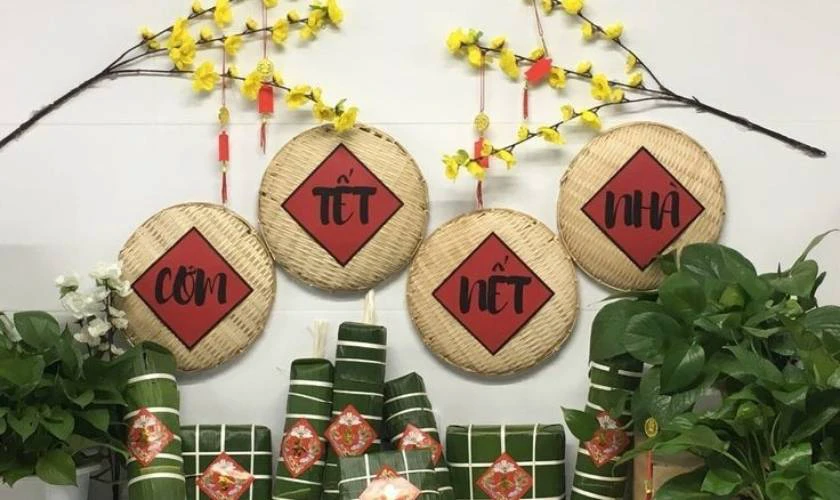 Cách trang trí văn phòng với mẹt tre