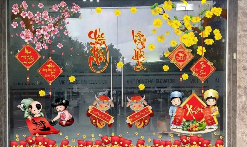 Cách decor Tết với Decal dán rực rỡ sắc Xuân