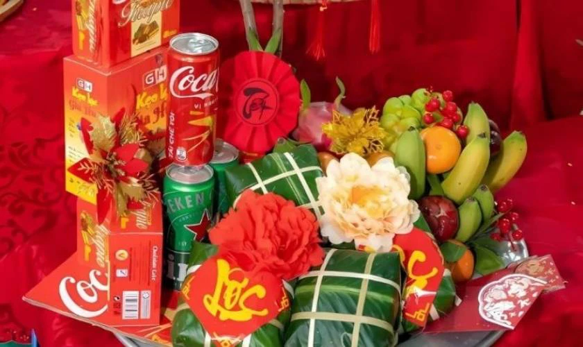 Decor văn phòng với bánh chưng, bánh Tét bắt mắc