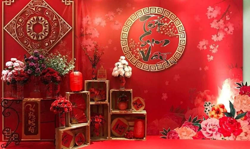 Trang trí với tiểu cảnh chợ Tết đẹp 2026