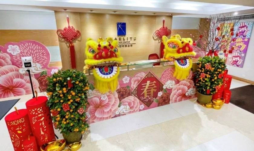 Trang trí Tết cho văn phòng khu vực lễ tân