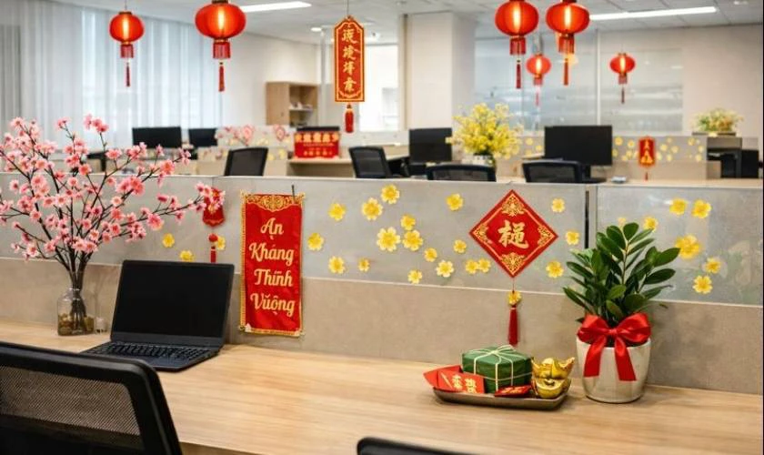 Decor khu vực làm việc chung chụp hình