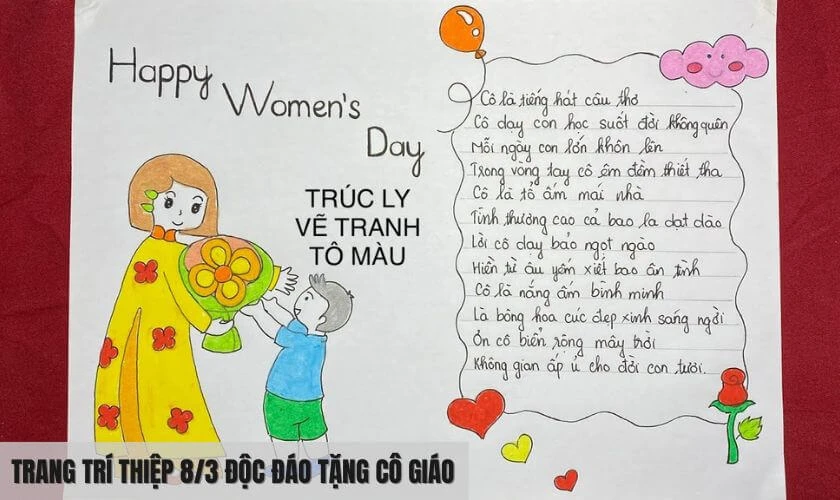 Trang trí thiệp 8/3 độc đáo tặng cô giáo